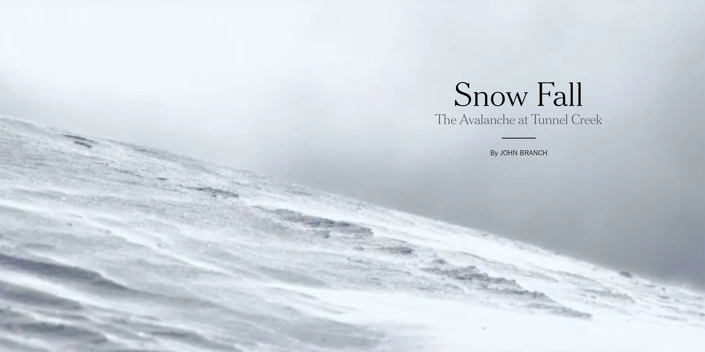 Пример мультимедийной истории Snow Fall